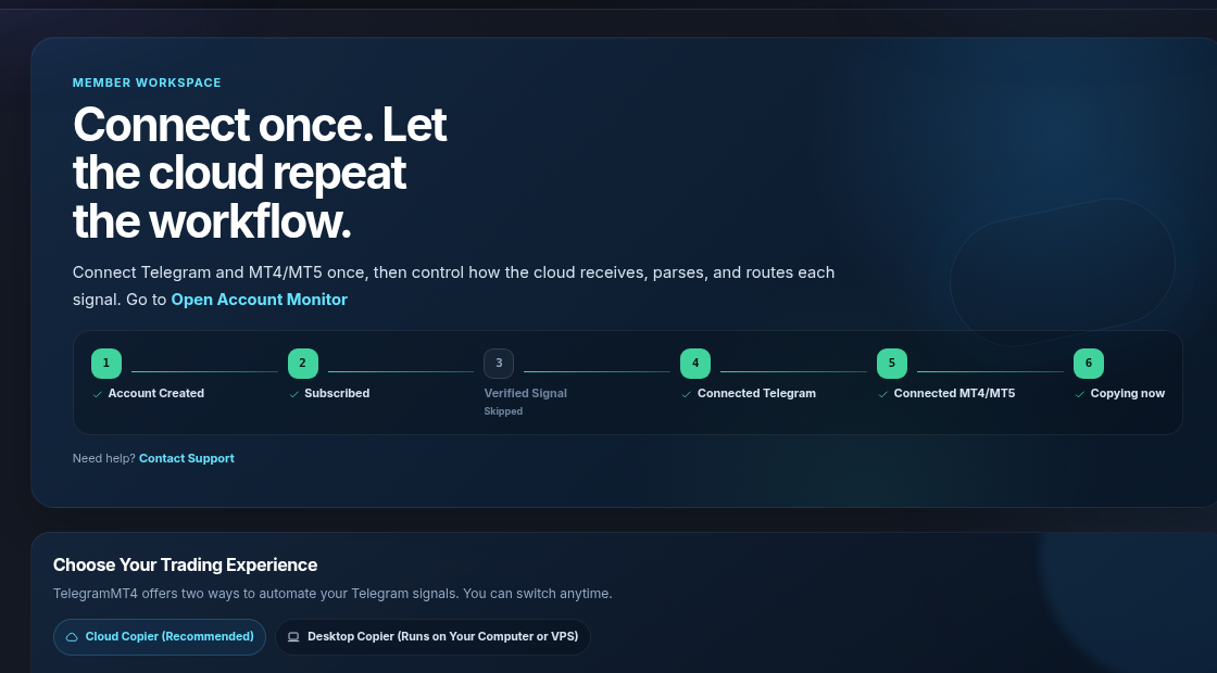 Cloud Setup progress row